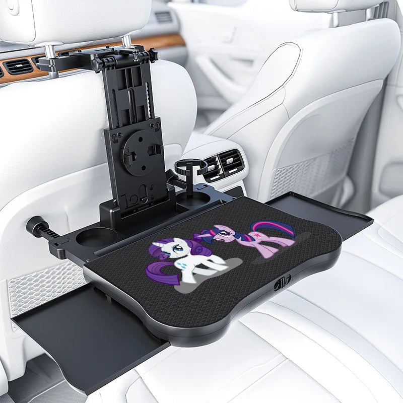 360° Rotating Car Tray Table - ABS Backseat Mount, Laptop & Drink Holder for Road Trips