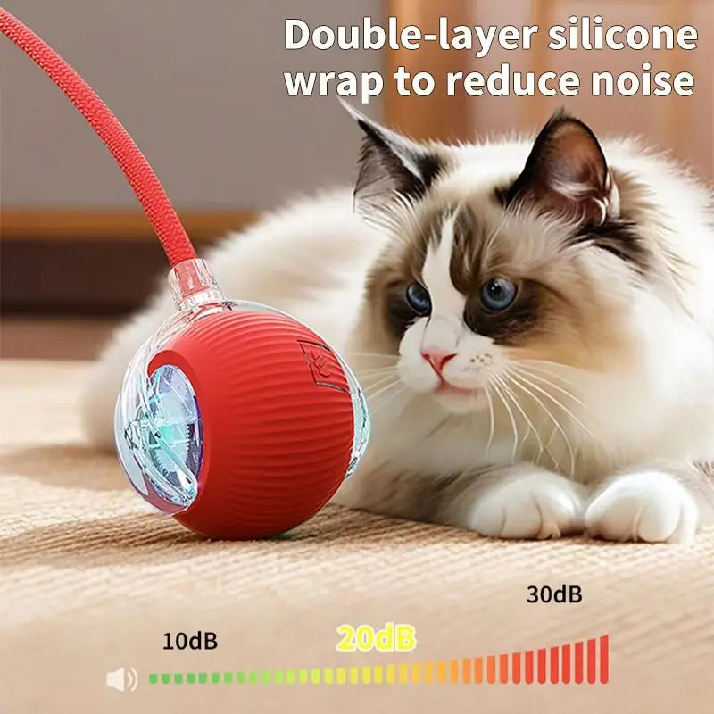 Rechargeable Smart Automatic Rolling Cat Ball Toy Faux Mouse Tail Interactive Electric Pet Toy Indoor Kitten Hunting Self Play