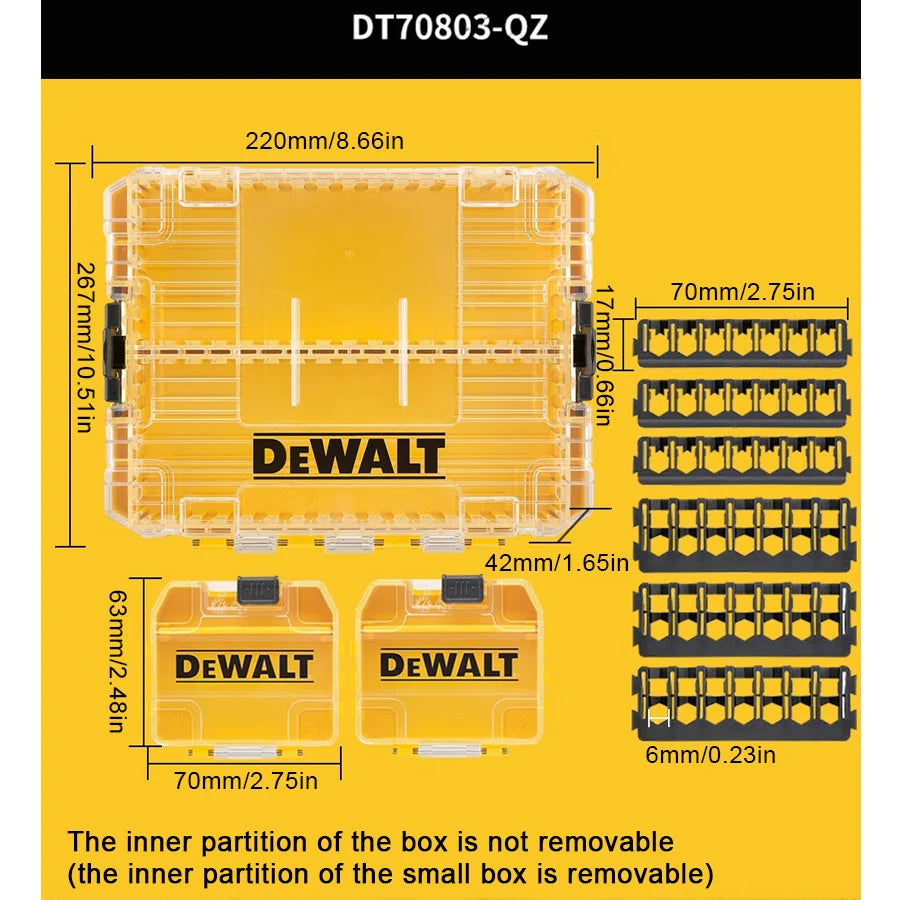 DEWALT DT70803 Large Storage Box with Removable Dividers and Small Part Box Multifunctional Transparent Plastic Stackable Box