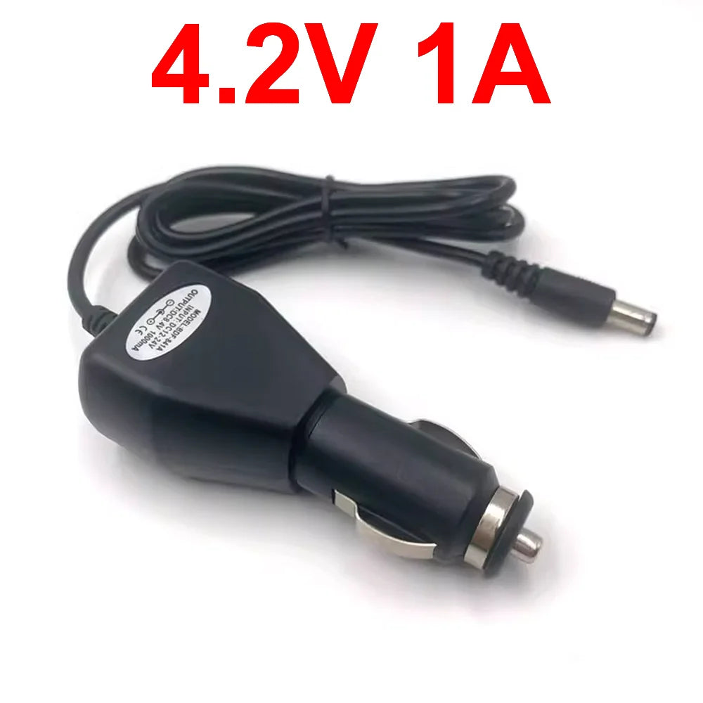 Car Charger DC 4.2V 8.4V 12.6V 16.8V 21V 1A 1000mA 18650 Li-ion LiPo Battery Smart Electric Wrench 12V-24V Power Cables