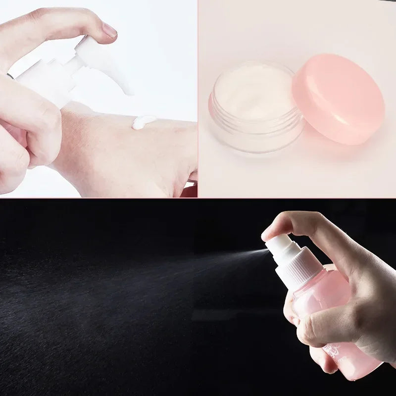 10 pc/Set Travel Mini Makeup Cosmetic Face Cream Bottles Plastic Transparent Empty Make Up Container Travel Accessories