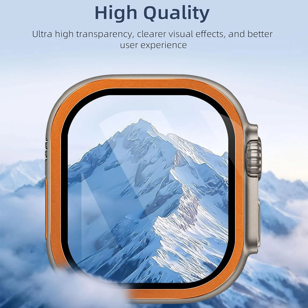Aluminium Alloy Case+Tempered Glass for Apple Watch Ultra 3 2 1 Anti-Scratch Screen Protector for iWatch Ultra 2 49mm Cover Film