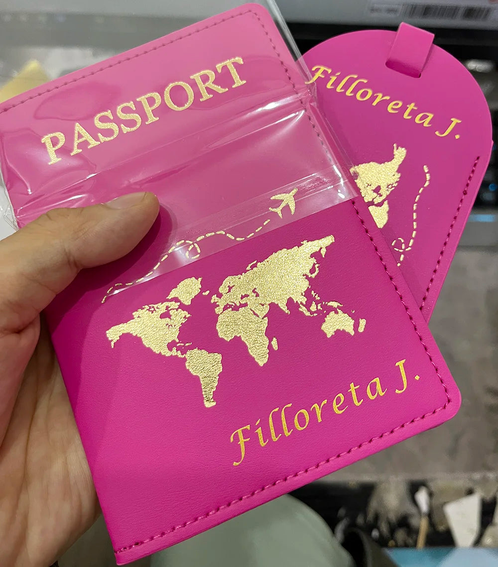 Personalised Passport Cover EU Map Cute Map Passport Case with Luggage Tags Travel Wallet Organizer Travel Accessories
