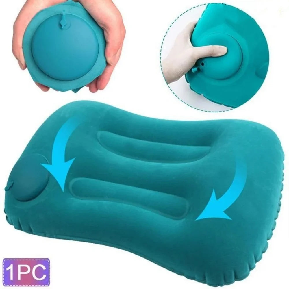 Portable Inflatable Car Airplane Travel Neck Pillow Lumbar Neck Inflatable Pillow Folding Press Pillow Home Office Neck Cushion