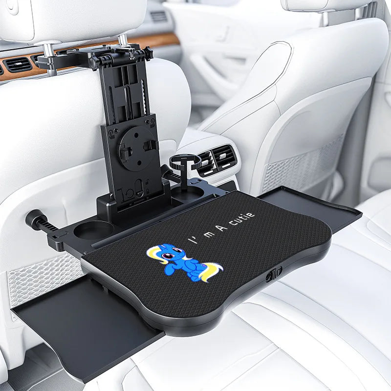 360° Rotating Car Tray Table - ABS Backseat Mount, Laptop & Drink Holder for Road Trips