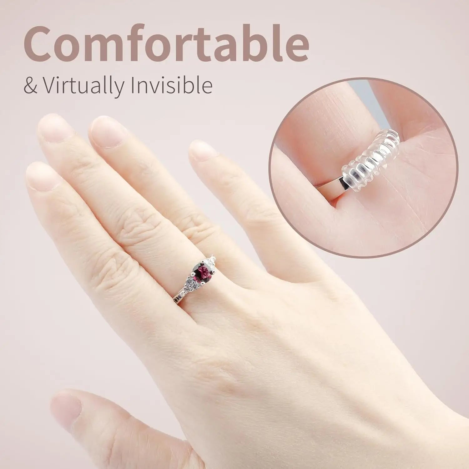 Ring Sizers for Loose Rings - 12 Pack, 4 Sizes Ring Resizer, Invisible Guards Design for Women & Men, Spacers and Tighteners, Fits Bands Up to 6mm, Reduces Size by 0.5-1.5