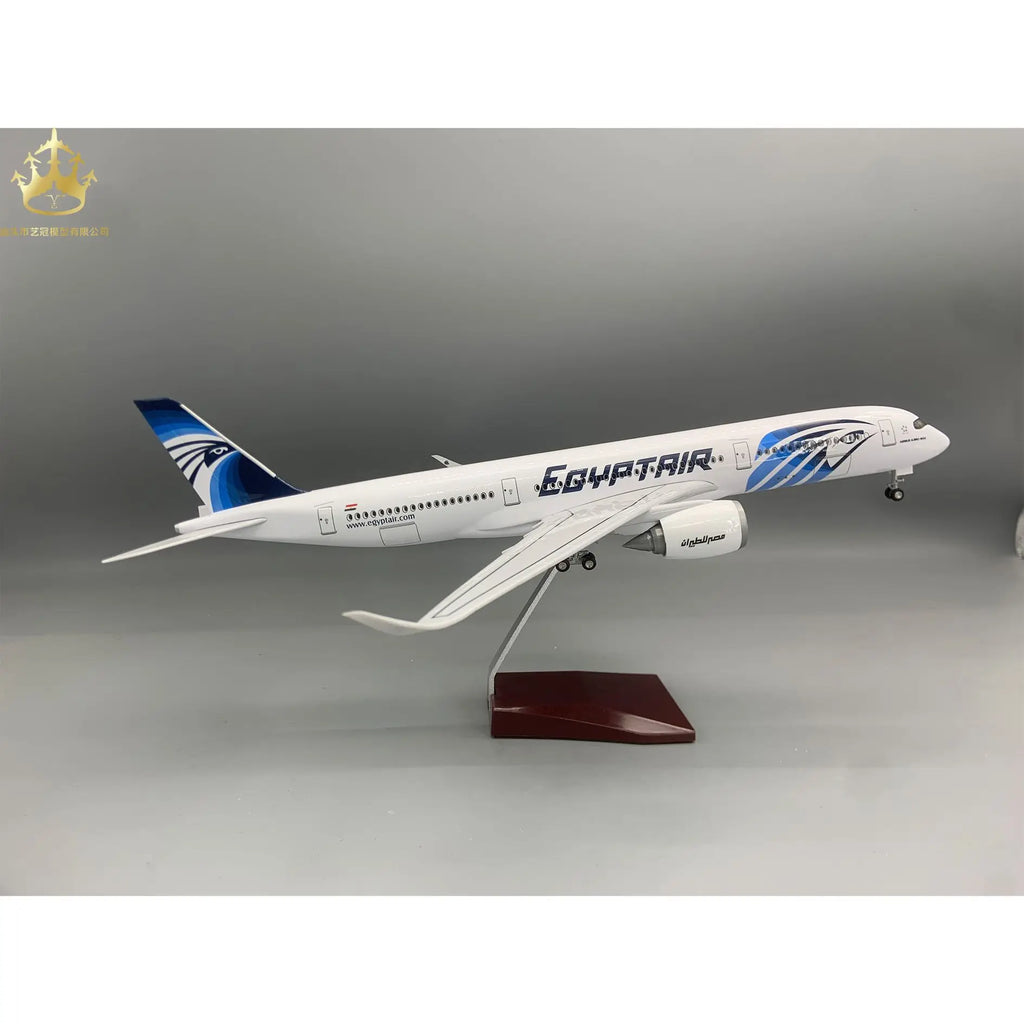 EgyptAir A350 Model with LED Lights and Rolling Wheels Static Aviation Display Gift for Collectors and Hobbyists