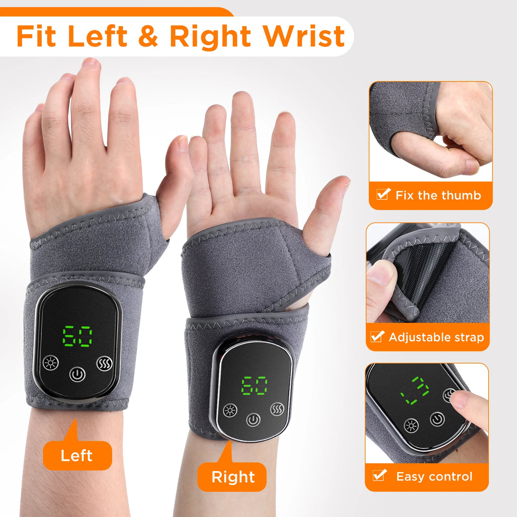 Heated Wrist & Foot Massager for Home Comfort Cordless Hand Wrist Wrap with 5 Heat & 3 Vibration Modes Ankle Massager Belt