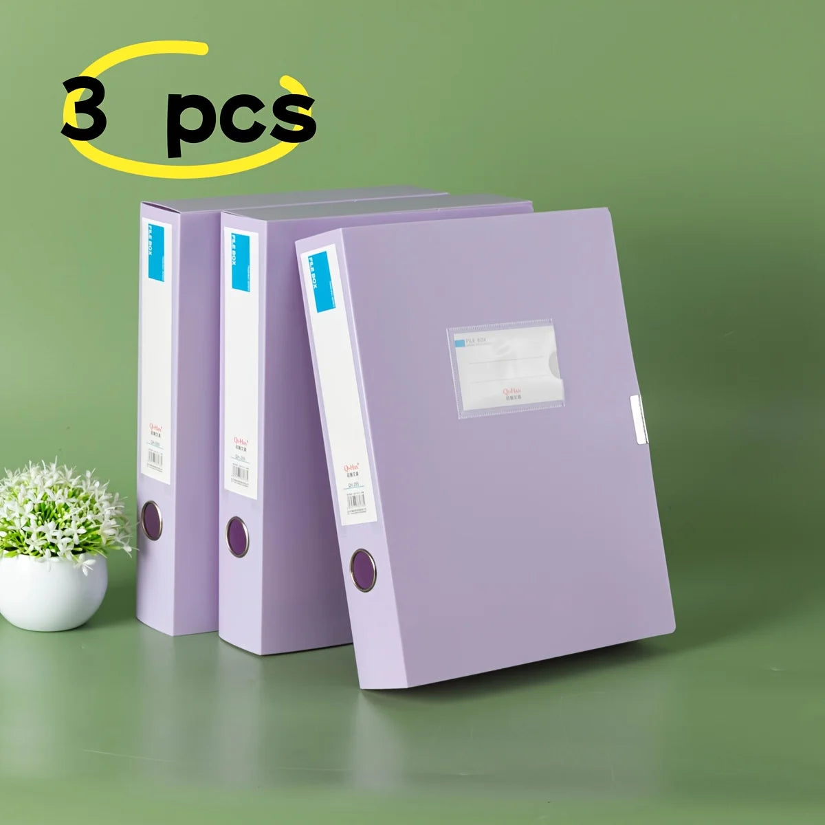 3pcs Large Capacity Plastic File Boxes for Office Use - Document, Personnel Records, Financial Accounting, and Invoice Storage