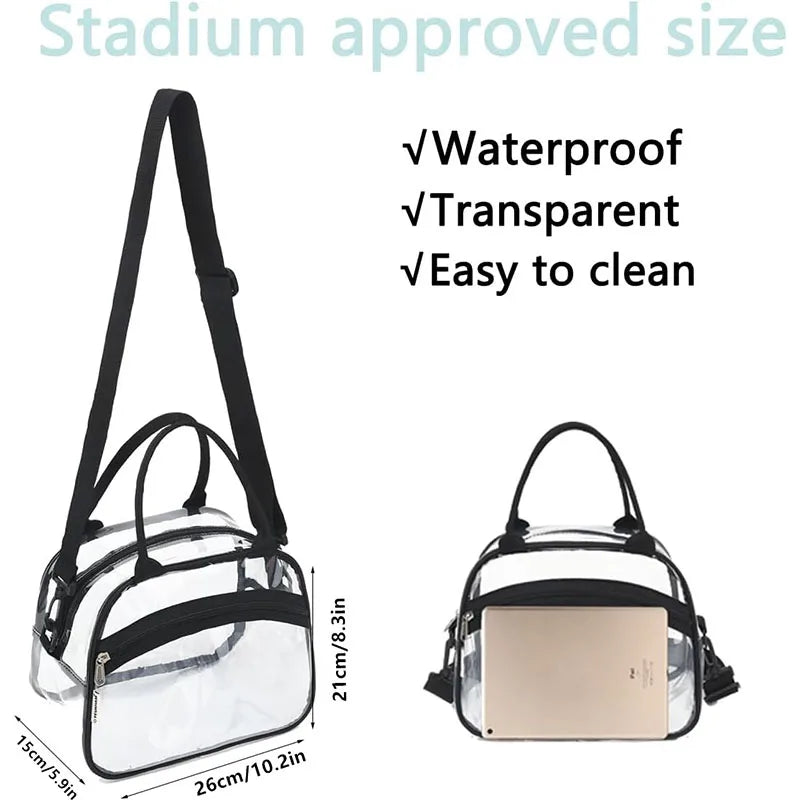 Zipper Transparent Crossbody Bag Waterproof Large Capacity Clear Shoulder Bag with Adjustable Strap Pvc Storage Bag