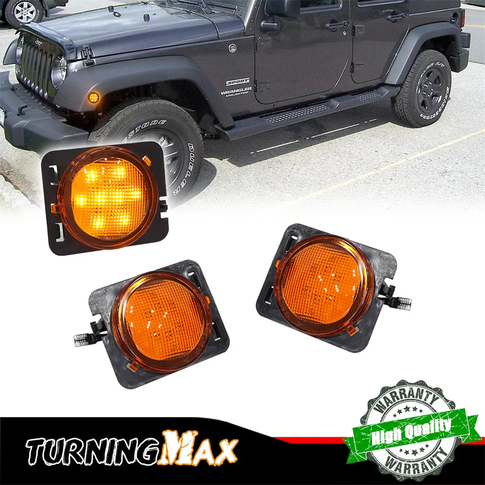 Car Front Bumper Side Marker LED Lights Assembly For Jeep Wrangler JK & JK Unlimited 2007-2018 Turn Signal Light Parking Light