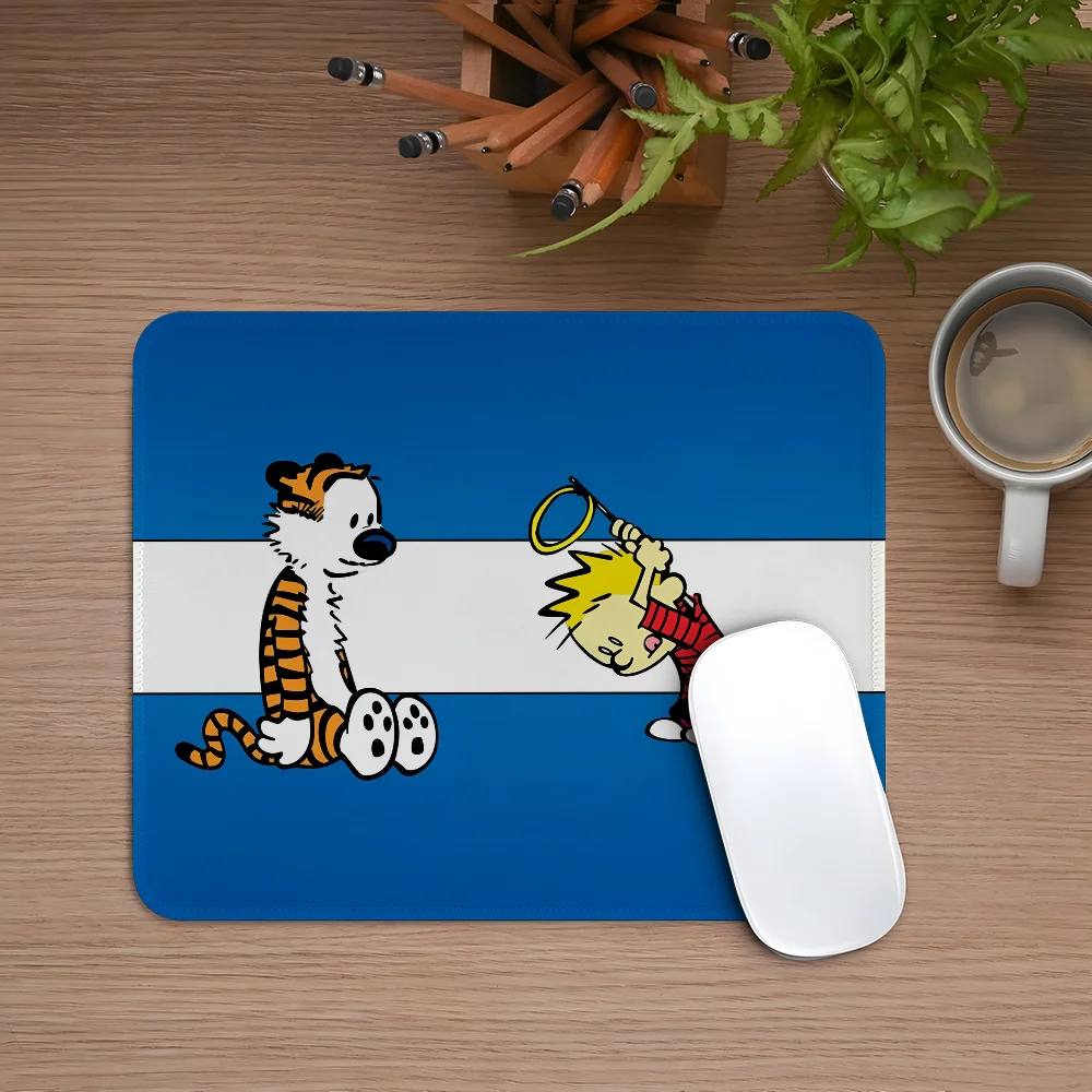 Cartoon C-Calvin And H-Hobbes Mouse Pad Esports Mousepad Laptop Computer Locking Edge Office Desk Mat Rubber Small Anti Slip Pad