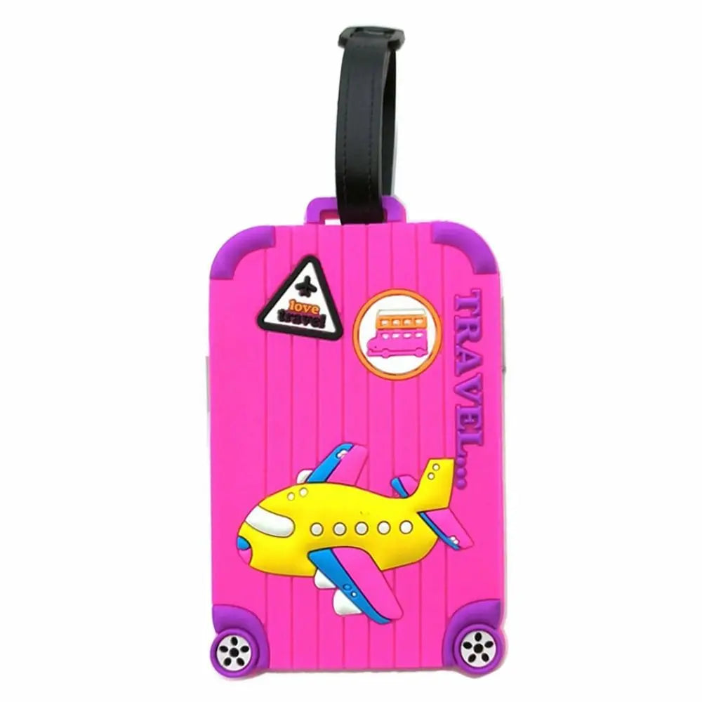 New PVC Luggage Tags Soft Silicone Cartoon Airplane Baggage Label ID Address Travel Supplies Suitcase Tags