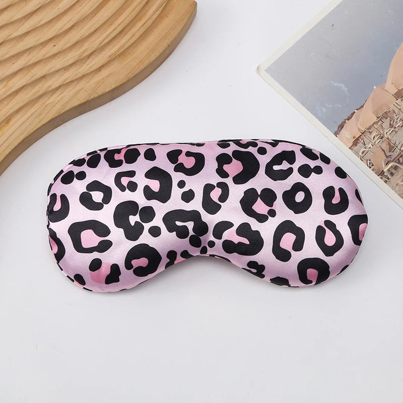 Leopard Print Double-Sided Simulated Silk Eye Mask 3d Light-Shielding Sleep Eye Mask, Ice-Feeling Breathable Eye Mask