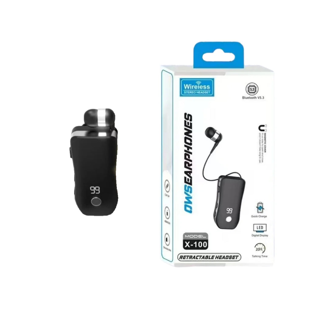 X100 pk K55 lavalier business Bluetooth 5.3 earphones with 20 hours of talk/music time, retractable cable neck clip Bluetooth