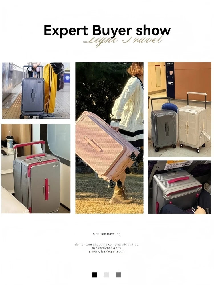 Side-opening luggage trolley case 24-inch large capacity travel case wide trolley password case men's 20-inch boarding case