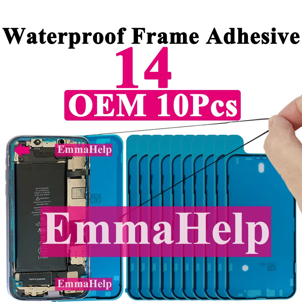 10pcs Waterproof Sticker for iPhone 16 Pro Max 17 14 13 12 11 15 XS XR 8 SE 3M Seal Adhesive Pre-Cut LCD Screen Frame Tape Glue