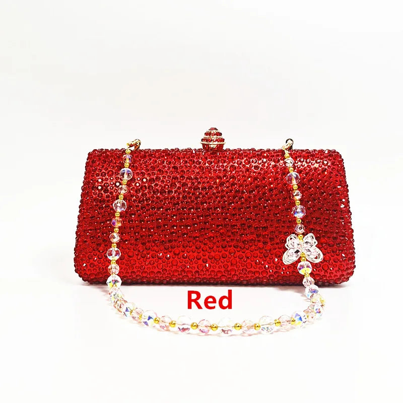 Luxury Ladies Clutch Evening Bag Crystal Rhinestone Butterfly Bag Chain Wedding Party Golden Wallet Christmas Gift Shiny Handbag