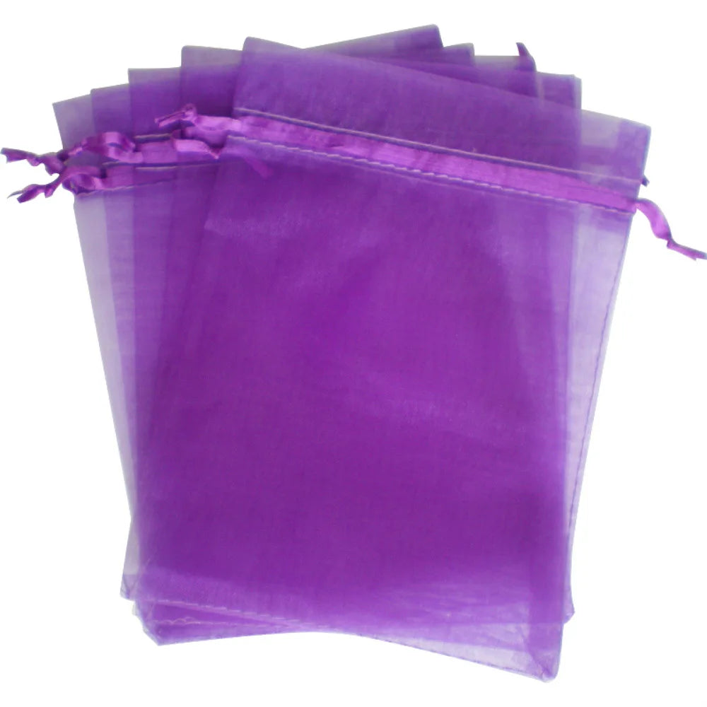 20pcs 5x7 7x9 9x12 cm Organza Drawstring Bags Gift Pouches Necklace Packing Display Bracelet Bags Diy Jewelry Packaging Making