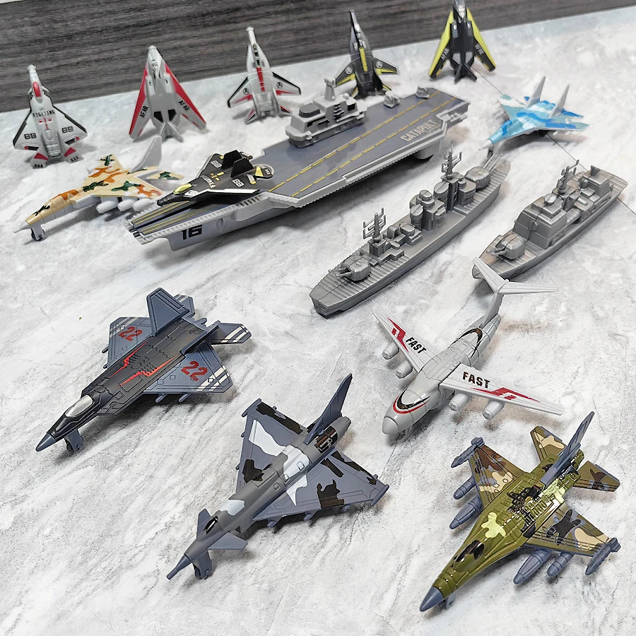 Aircraft carrier launcher can launch fighter jets, mini alloy aircraft models, and simple shooting toys