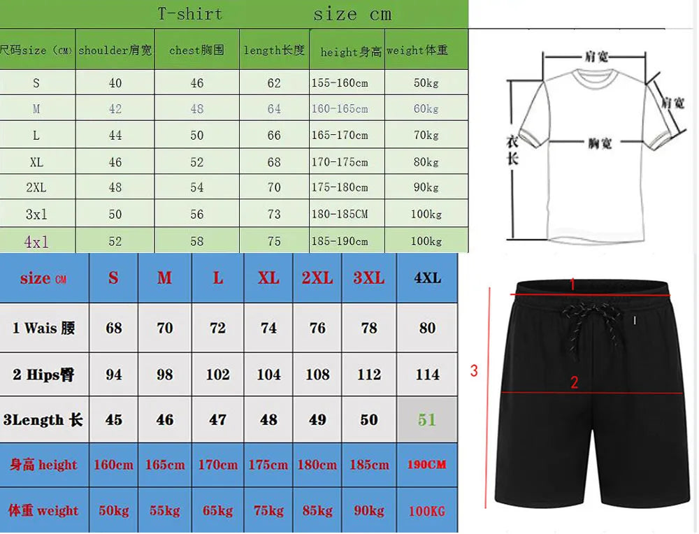 2026 Summer New Men's Fashion Outdoor Sports Set Printed Short Sleeve T-shirt+Shorts Loose Home Leisure Two Piece Set