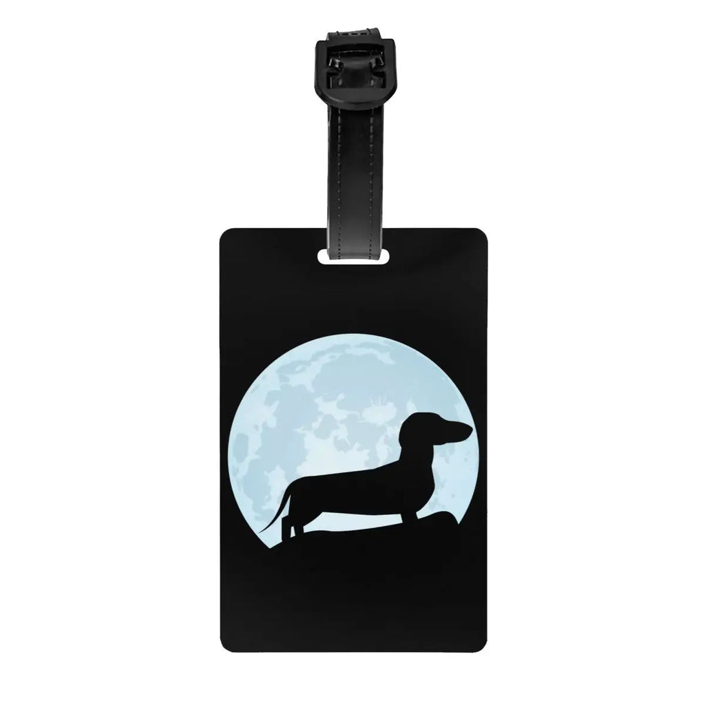 Custom Cute Dachshund Sausage Dog Luggage Tag With Name Card Puppy Animal Privacy Cover ID Label for Travel Bag Suitcase
