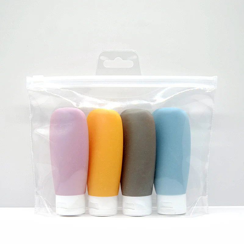 3/4Pcs Refillable Soft Silicone Travel Bottle Set 60ml Lotion Shampoo Squeeze Tube Container Mini Cosmetics Empty Bottle
