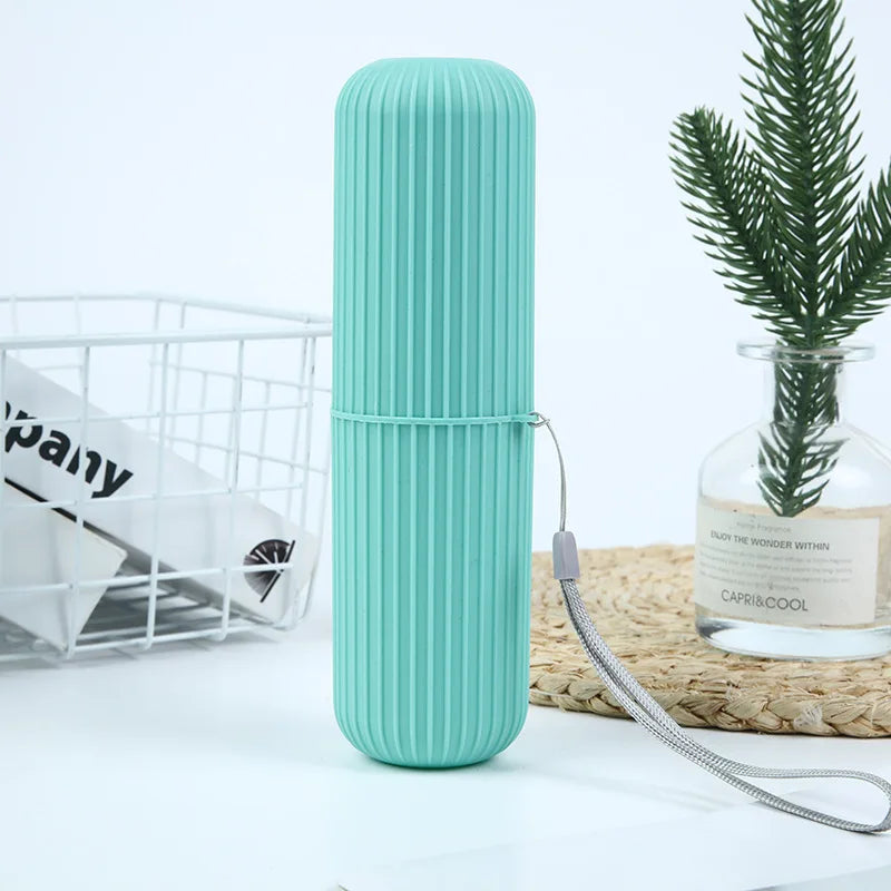 Portable Vertical-Striped Travel Wash Cup Simple Household Mouthwash Cup with Toothbrush And Toothpaste Storage Box