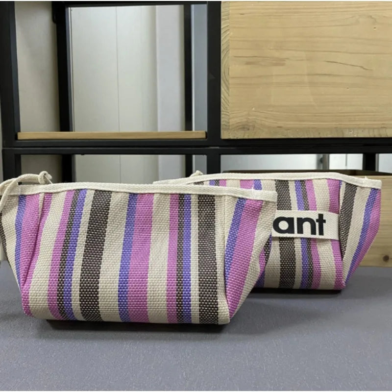 2026 Summer Storage Small Bag Canvas Bag Zipper Makeup Bag Handheld Cloth Bag Women's Bag