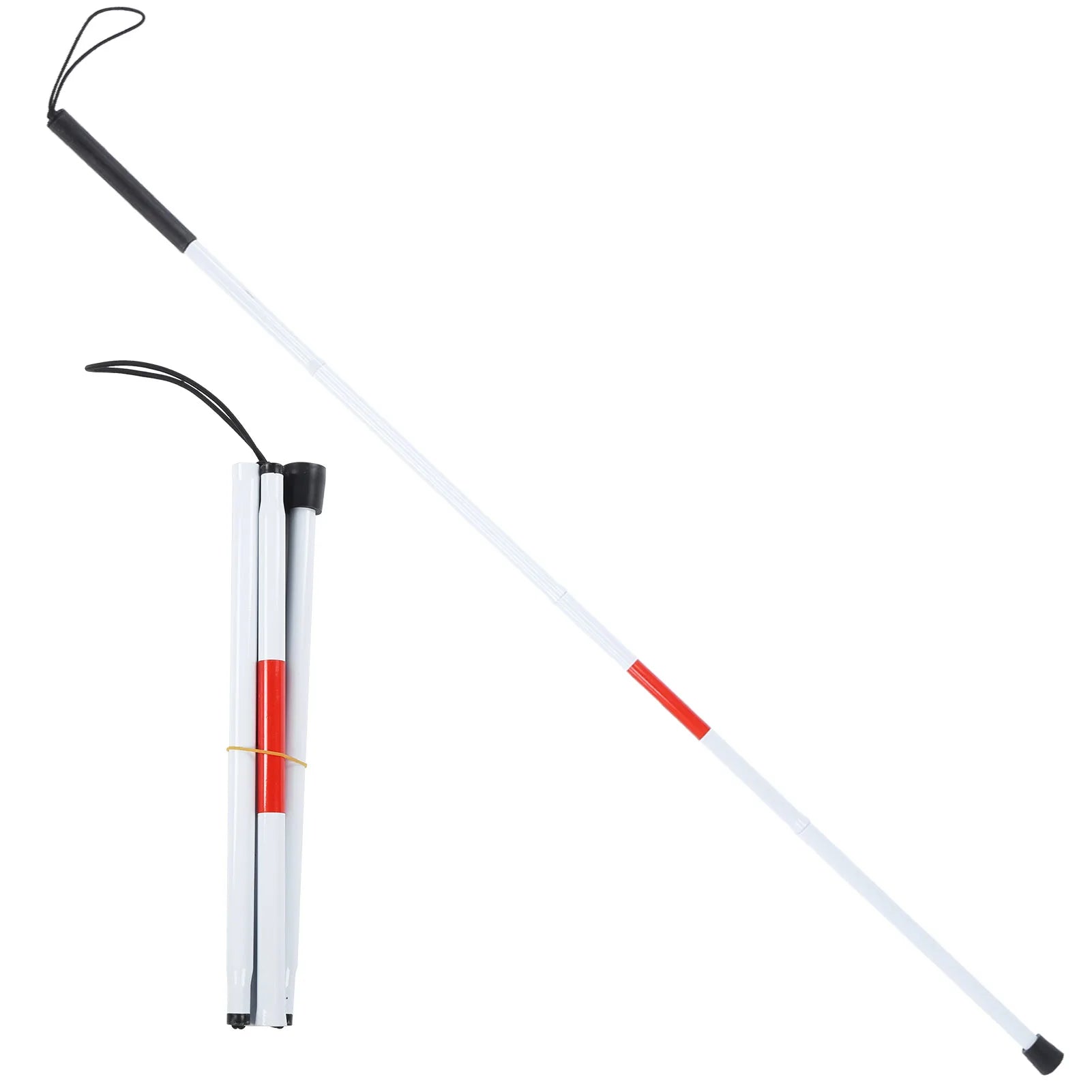 Walking Cane Portable Anti-Shock Guide Walking Stick Blind Cane Reflective Red and White for Outdoor for Blind Visual Impaired