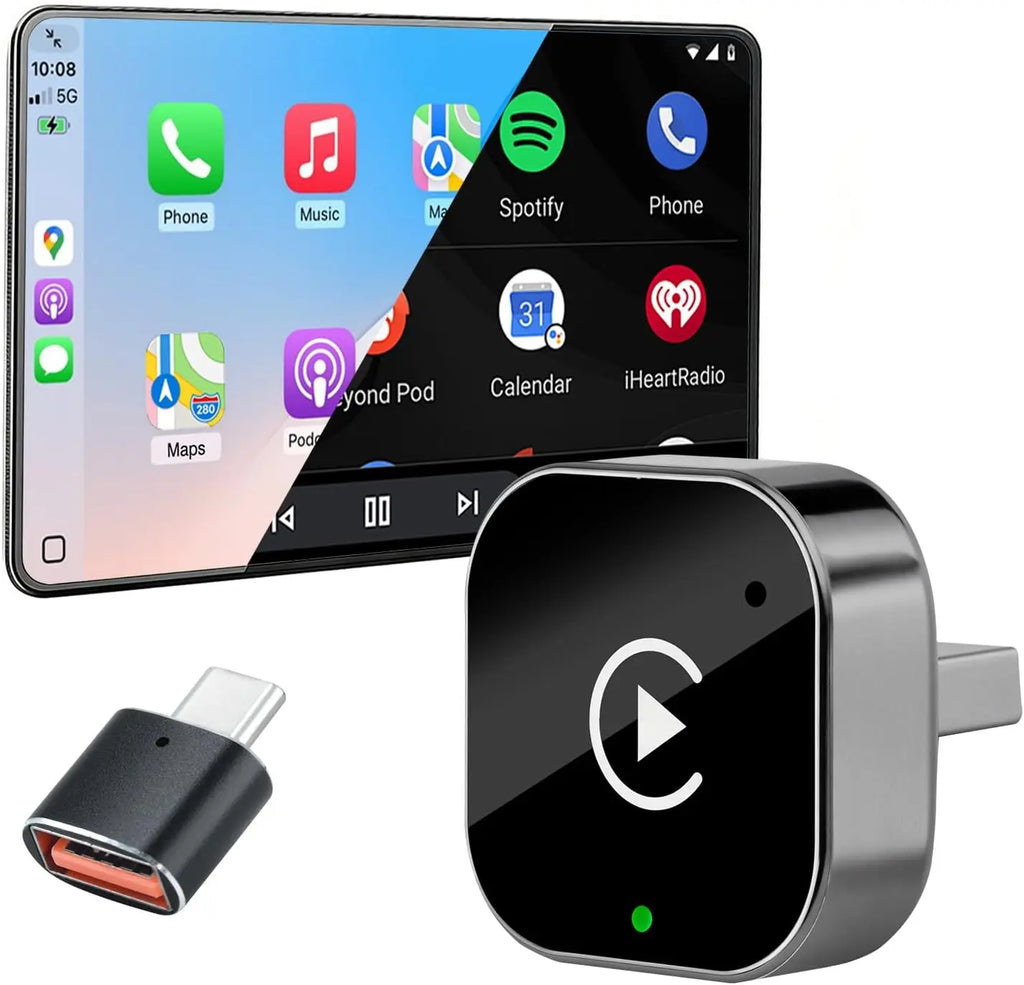 2-in-1 Wireless CarPlay & Android Auto Adapter 5.8GHz Pro – Seamless Switch for Multi-Driver Families – Convert Factory Wired to