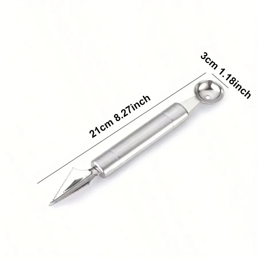 Double Headed Stainless Steel Fruits Spoon Digging Ball Carving Fruits Dual Purpose Spoon Apply to Kitchen Fresh Fruit JXB
