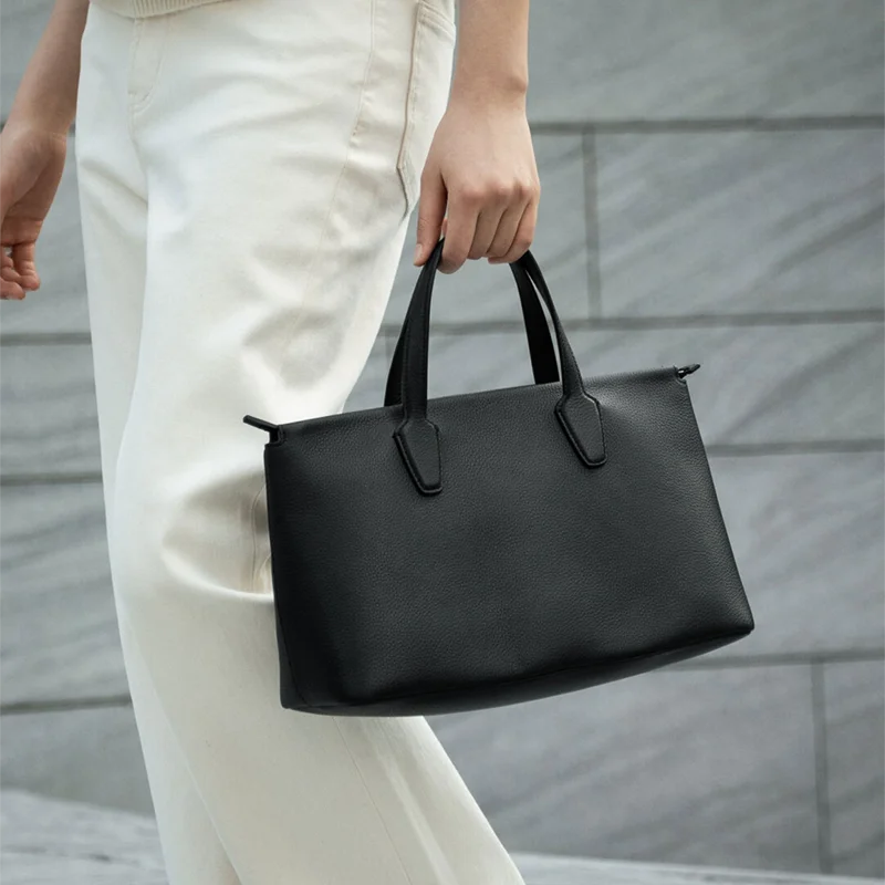 The Row Marcel Luxury Leather Briefcase, Minimalist Handbag with Premium Texture & Elegant High-End Look