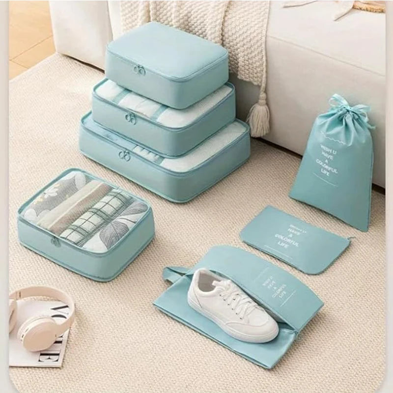 7/8/9/10/11 Pcs Set Travel Organizer Storage Bags Suitcase Packing Cubes Set Cases Portable Luggage Clothes Shoe Tidy Pouch