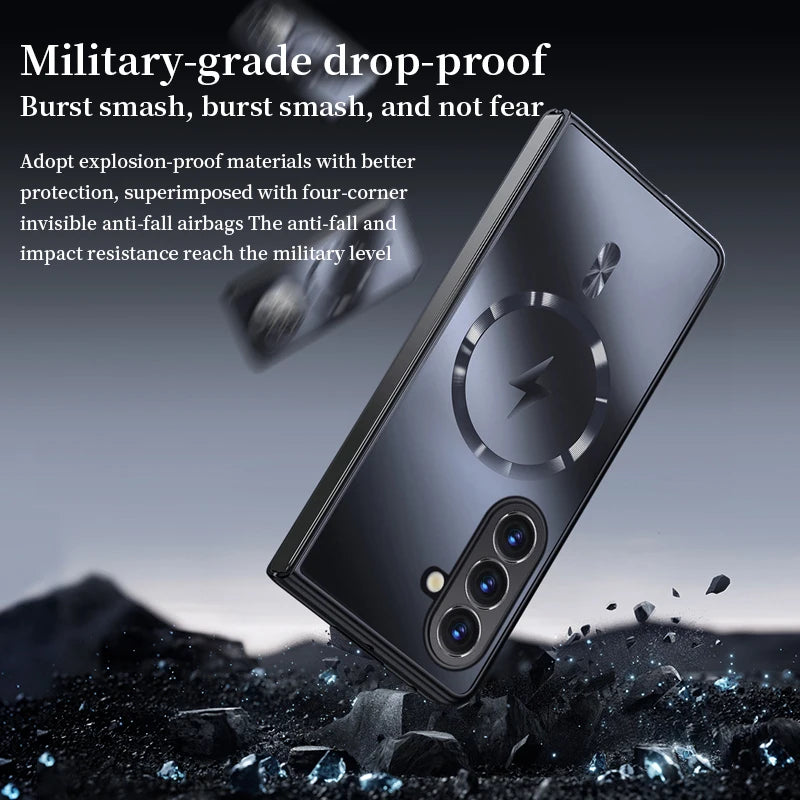 Plating Matte for Magsafe Magnetic Case for Samsung Galaxy Z Fold 8 Ultra 7 6 5 4 3 Wireless Charging Shockproof Protector Cover