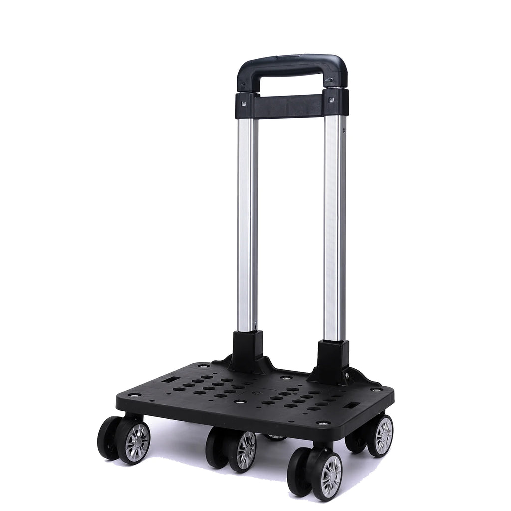 Portable Lightweight Aluminum Alloy Wheelbarrow Hand-Pulled Cart Foldable Brake Function Handy Shopping Car for Easy Storage