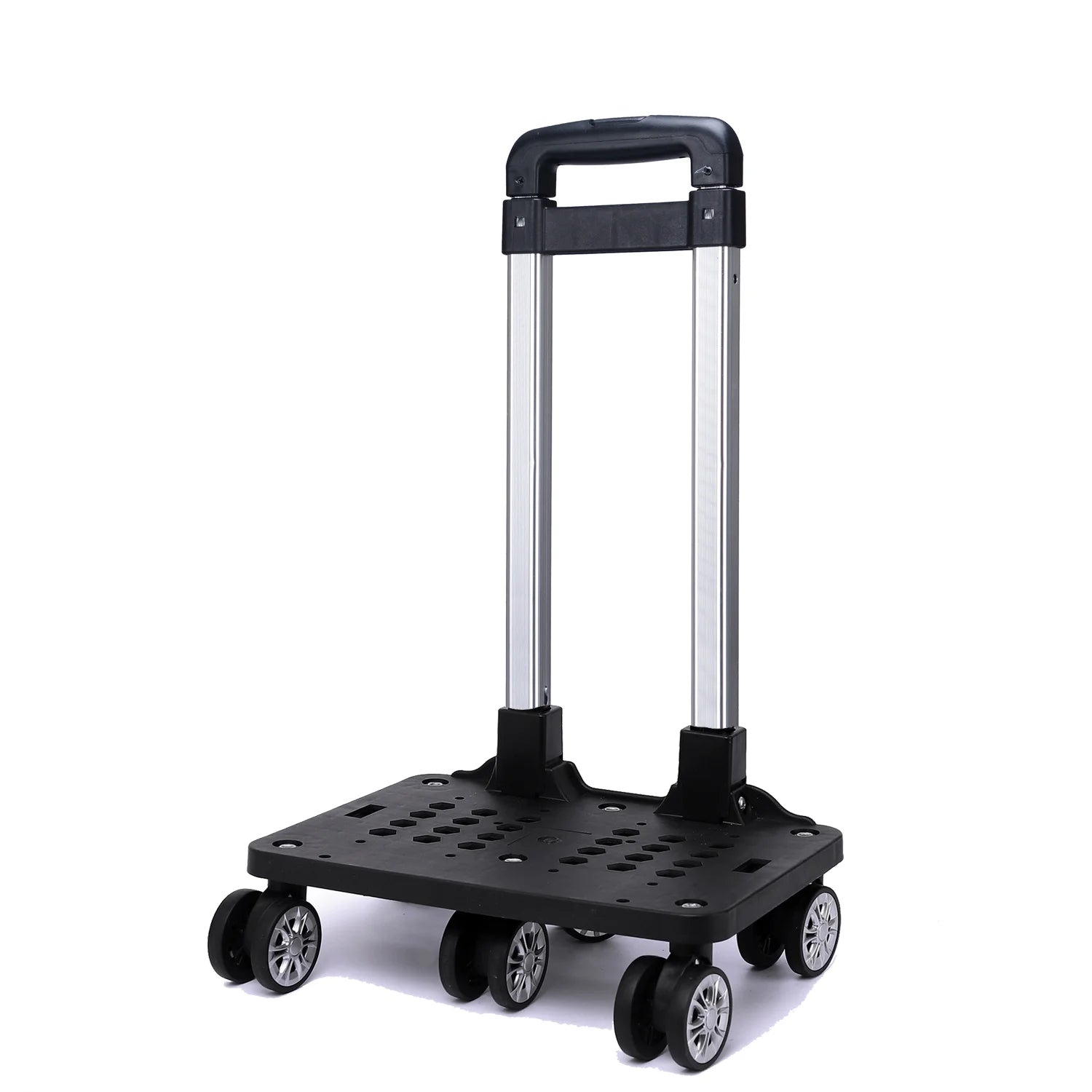 Portable Lightweight Aluminum Alloy Wheelbarrow Hand-Pulled Cart Foldable Brake Function Handy Shopping Car for Easy Storage