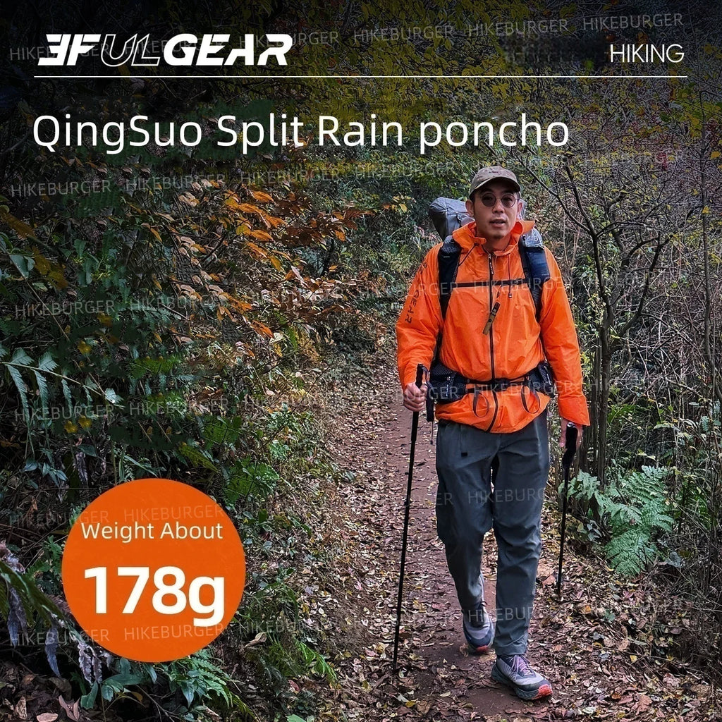 3F UL GEAR Qingsuo Rain Jacket Outdoor Ultralight Rain Zip Poncho Hiking Sleeve Rain Coats Waterproof Traveling Mountaineering