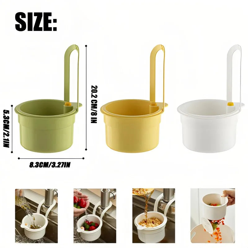 Kitchen Sink Strainer Basket with Faucet Hanging Waste Catcher And Draining Filter Press for Easy Dumping