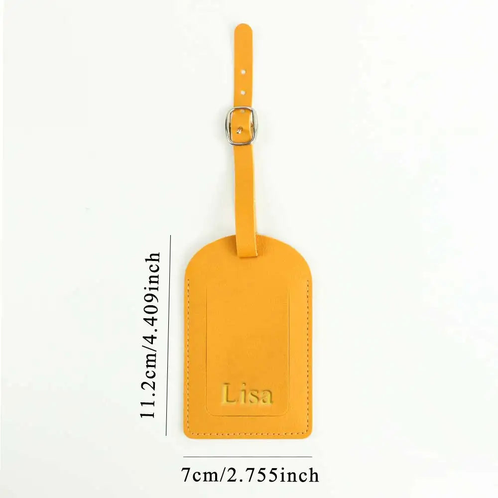 Customized letters smooth PU leather classic ultra-thin travel aviation luggage tag signature luggage label
