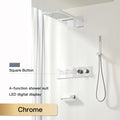 Luxury Black Brass Shower System Wall-Mounted LED Digital Display Design Cold & Hot Dual-Control 4-Function Ceiling Shower Tap