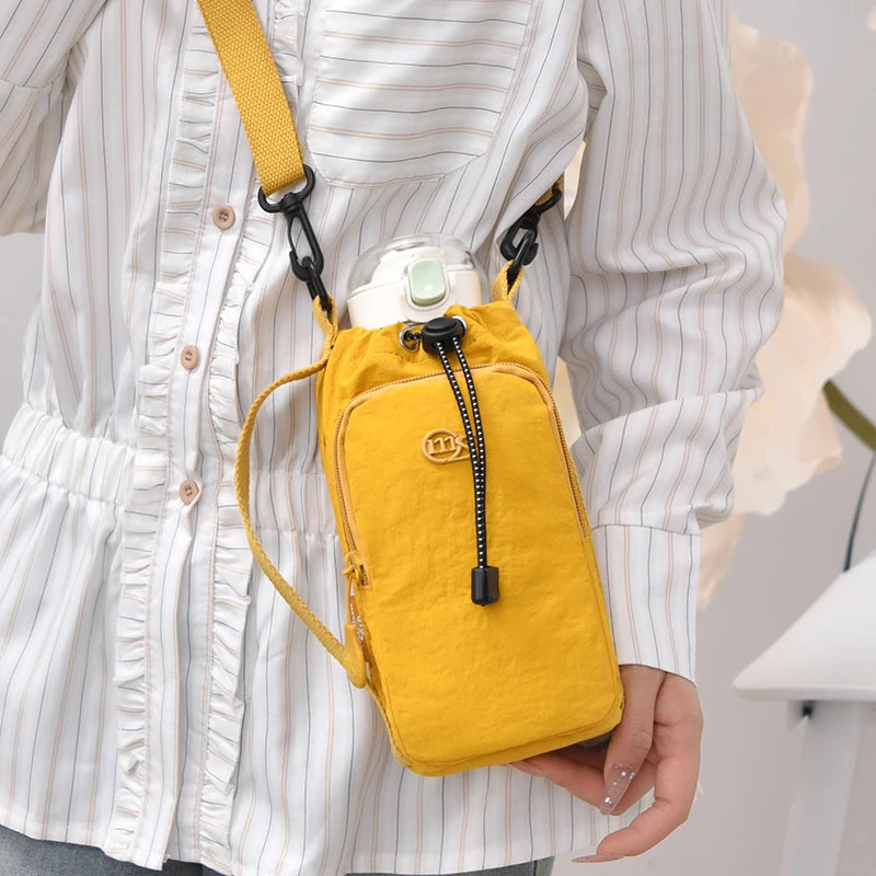 Sport Outdoor Lightweight Crossbody Bag Mobile Phone Bag Water Bottle Bag Nylon Shoulder Bag Drawstring Crossbody Bag