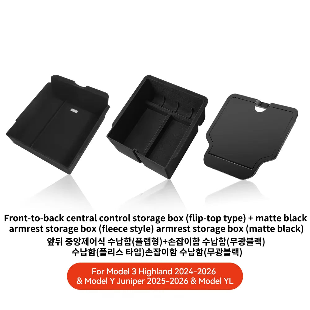For Tesla Model 3/Y/YL Highland Juniper 2026 Center Armrest Hidden Storage Box Cup Holder Console Organizer Box Accessories