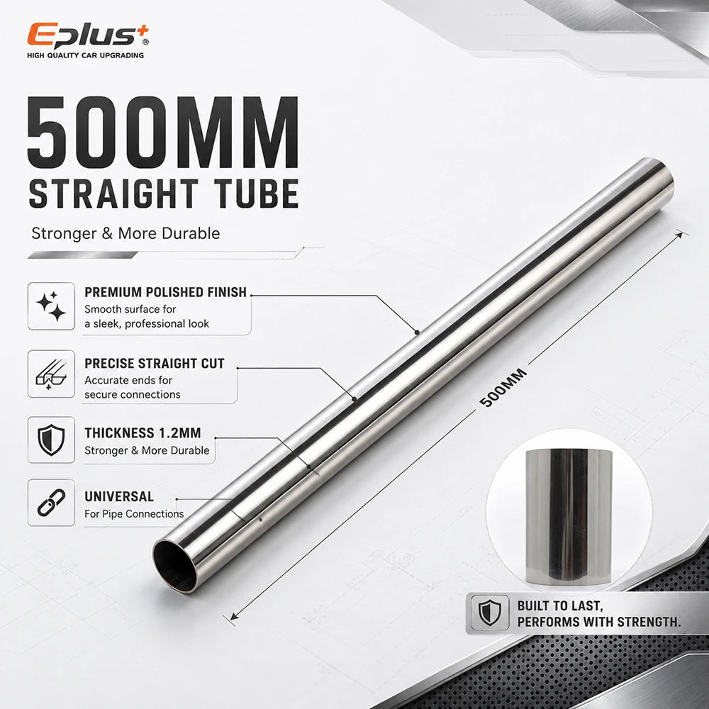 500mm Length 304 Stainless Steel Straight Pipe 1.2mm Thick Universal Round Tube OD 19-89mm for Connections metal tube Adapter