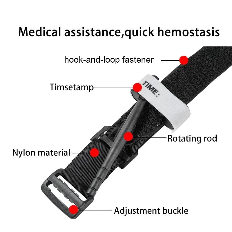Tourniquet Emergency Tactical Emergency Strap Single Handed Medical First Aid Equipment for Hiking Camping Travel Outdoor Sports