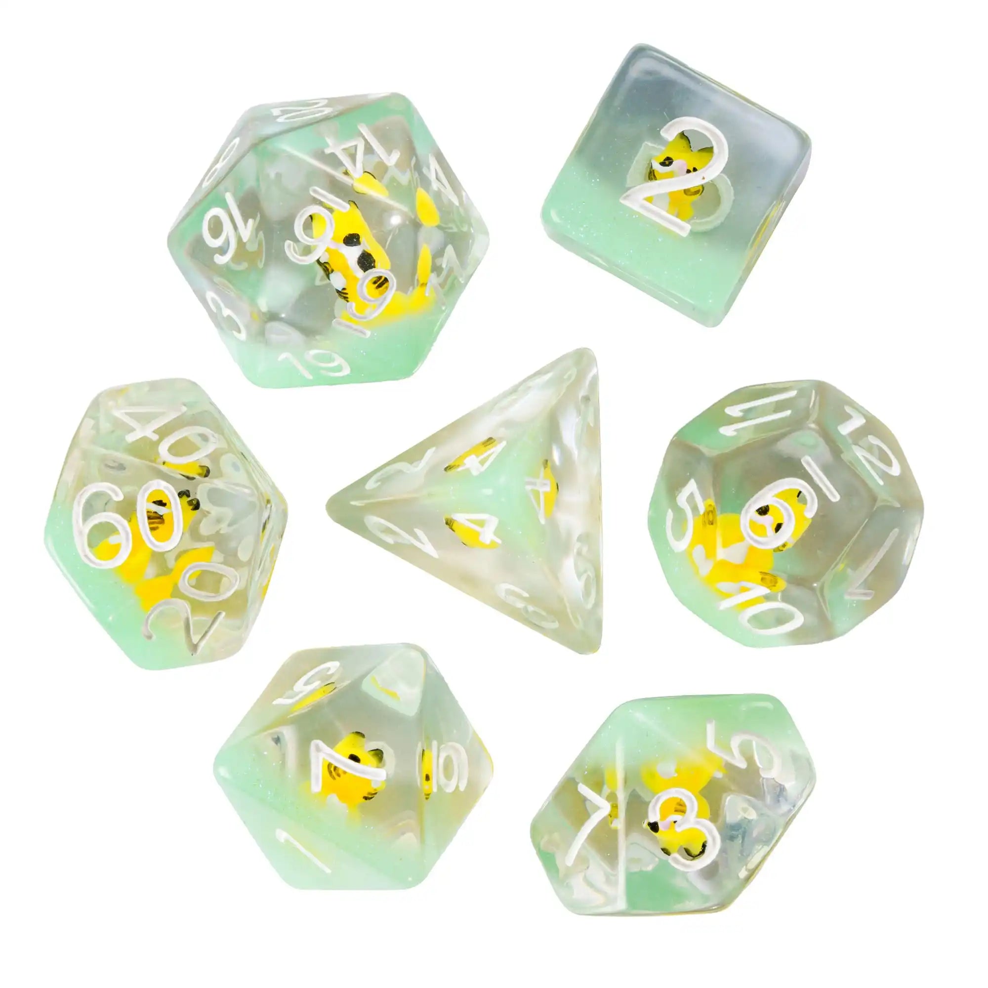 Cusdie Cute Animals DnD Dice Resin D4 D6 D8 D10 D% D12 D20 Polyhedral Dice Set for D&D Pathfinder Role Playing Table Board Games