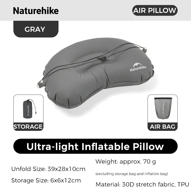 Naturehike Inflatable Pillow Camping Portable Ultralight Compressible Folding Pillow Travel Hiking TPU Air Sleeping Pillow