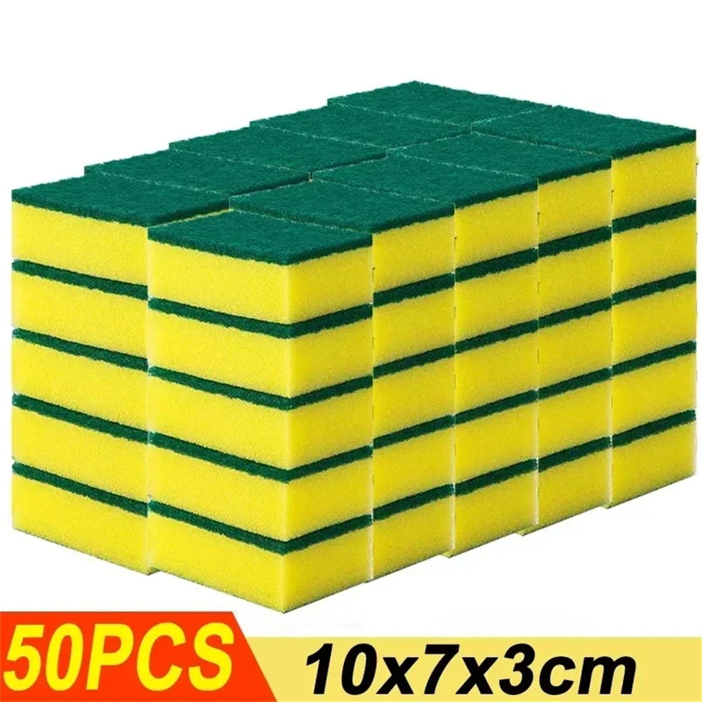 10-100PCS Non-Scratch Cleaning Scrub Sponges Kitchen Dish Sponge Scouring Pad For Washing Dishes Pots Pan Glass Sink Bathroom