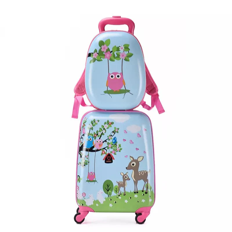 Cartoon trolley suitcase with backpack set children's cute 13 inch bag boys girls 18 inch carry on rolling luggage travel valise