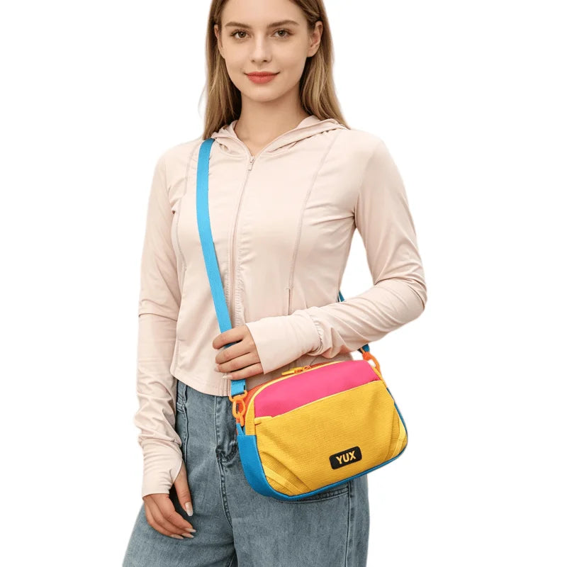 Women's Multi-Color Lightweight Nylon Crossbody Bag Casual Small Backpack Outdoor Sport Travel Daypack Colorblock Fashion Phone